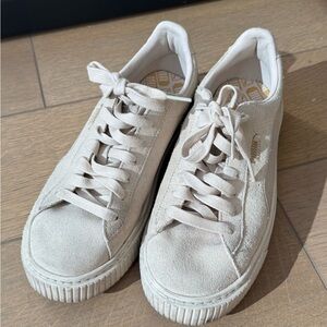 Puma Women's Cream Suede Sneakers